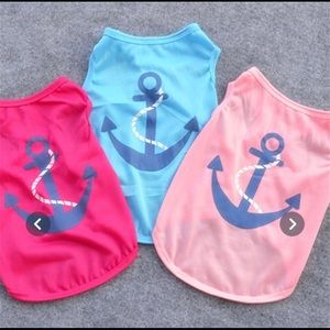 Set of 3 blue small dog shirts with anchors